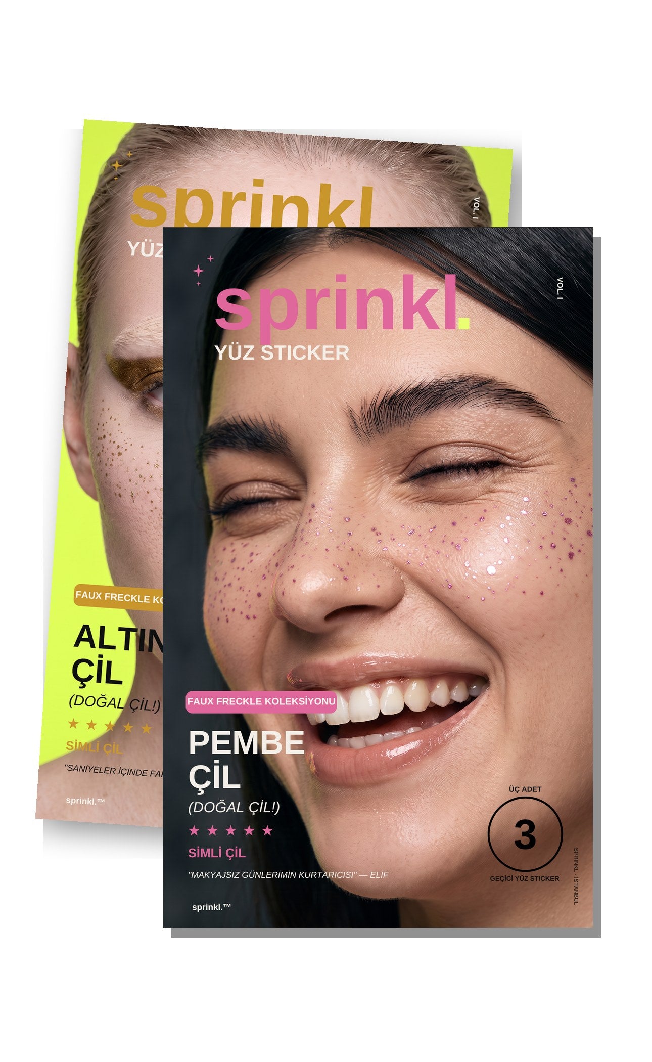 Faux Freckle İkili Set — Altın + Pembe